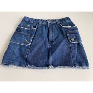 CARMAR LF Brand Jean Dark Denim Mini Skirt With Pockets Women’s Sz 26